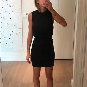 THEORY Fitted black wool blend dress